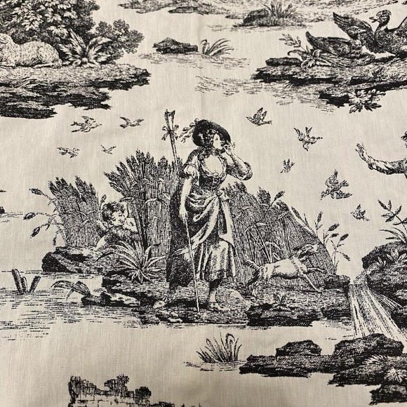 Vintage Fabric Waverly Rustic Life Toile County Scen French 2 Yd x57" Upholstery - Picture 4 of 13